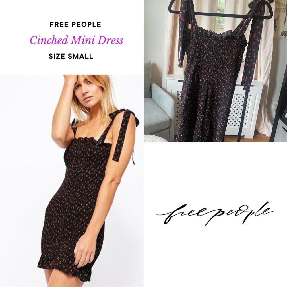 Free People Black/rose dress